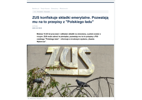 ZUS konfiskuje składki emerytalne. Pozwalają mu na to przepisy z “Polskiego ładu”