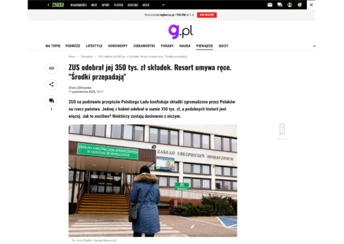 ZUS odebrał jej 350 tys. zł składek. Resort umywa ręce. “Środki przepadają”
