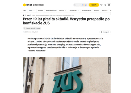 Przez 19 lat płaciła składki. Wszystko przepadło po konfiskacie ZUS